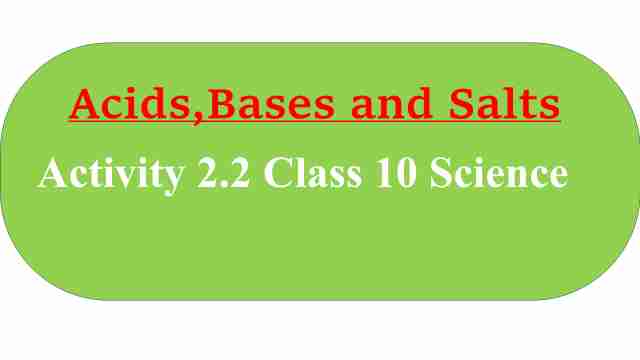 Activity 2.2 Class 10 Science